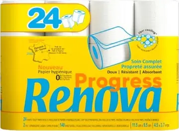 [2096152] Renova Progress papier toilette, 2 plis, 140 feuilles, paquet de 24 rouleaux