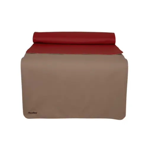 [KA07] Chemin de table double face en similicuir | Lavable | 45 x 120 cm - Couleur : Classique-N09_Rubis-N21_Argile