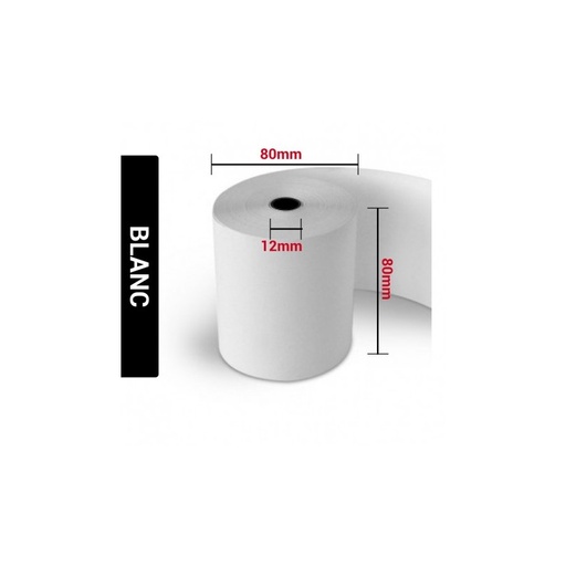 [RLX8080/C] 50 Rouleaux de caisse thermique 80x80x12mm - 75mètres 