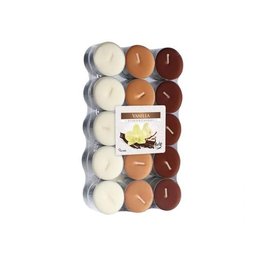[153067] Bougies chauffe-plat CT S30, saveur vanille-brun, 4 heures de combustion, diamètre 3,9 cm x hauteur 1,62 cm