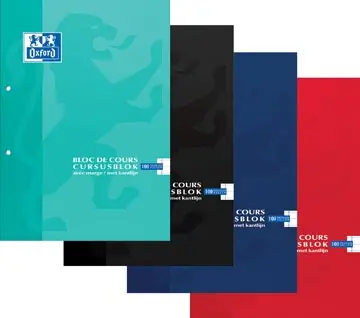 [320240] Oxford SCHOOL bloc de cours, couleurs assorties, ft A4, 100 feuilles, quadrillé 5 mm
