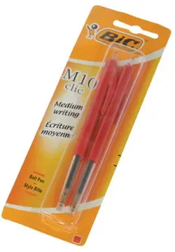 [12806R] Bic stylo bille M10 Clic sous blister, pointe moyenne, rouge
