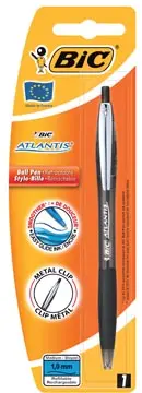 [8031256] Bic stylo bille Atlantis Soft, pointe 1 mm, noir, sous blister