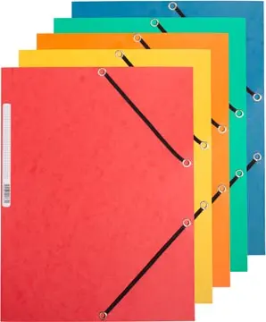 [KF02174] Q-CONNECT farde à rabats, A4, 3 rabats et élastiques, carton, assorti, paquet de 10 pièces