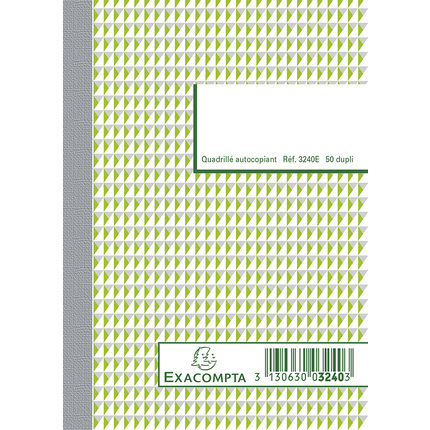 [ER3240E] Manifold quadrillé 5x5 14,8x10,5cm 50 feuillets dupli autocopiants
