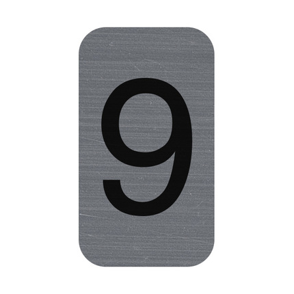 [ER67189E] Plaque adhésive imitation Aluminium Chiffre 9 2,5x4,4 cm - Gris
