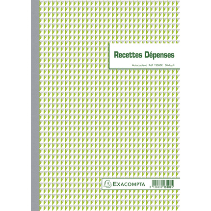 [ER13500E] Manifold Recettes dépenses 29,7x21cm 50 feuillets dupli autocopiants
