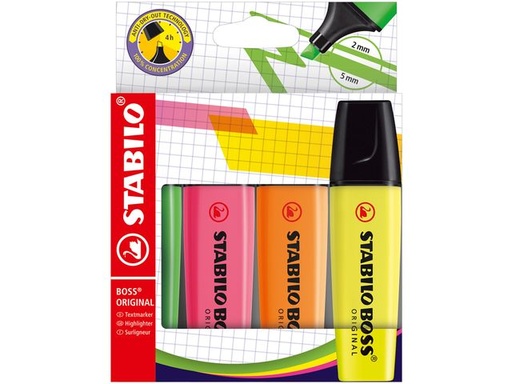[70/4] STABILO BOSS ORIGINAL assorti étui 4 pièces 70/4