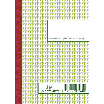 [ER3241E] Manifold quadrillé 5x5 14,8x10,5cm 50 feuillets tripli autocopiants
