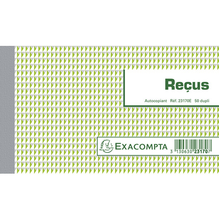 [ER23170E] Manifold Reçus 10,5x18cm 50 feuillets dupli autocopiants
