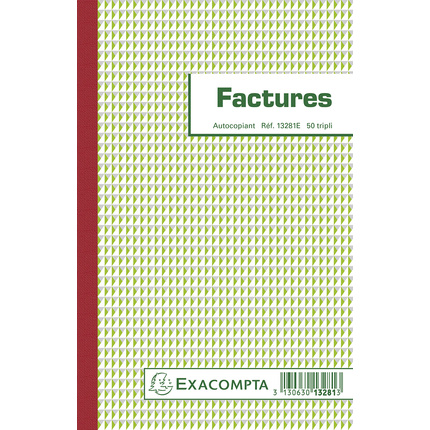 [ER13281E] Manifold Factures 21x13,5cm 50 feuillets tripli autocopiants
