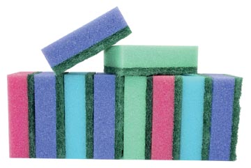 [471012] AQUALINE ÉPONGE ABRASIVE, FT 8 X 5,5 X 2,8 CM, PAQUET DE 10 PIÈCES
