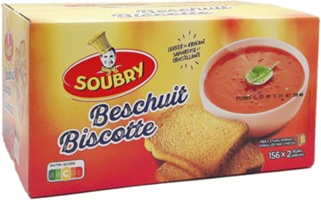 [046523] SOUBRY BISCOTTES, EMBALLÉS PAR 2, BOÎTE DE 156 PIÈCES 