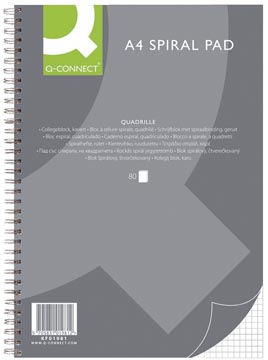 [KF01981] Q-CONNECT bloc collège, ft A4 , 80 feuilles, quadrillé 5 mm 