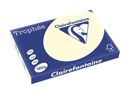 [1302C] CLAIREFONTAINE TROPHÉE PASTEL, PAPIER COULEUR, A3, 120 G, 250 FEUILLES, IVOIRE 