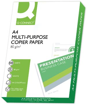 [KF01087] Q-CONNECT PAPIER REPROGRAPHIQUE, FT A4, 80 G, PAQUET DE 500 FEUILLES, BLANC 