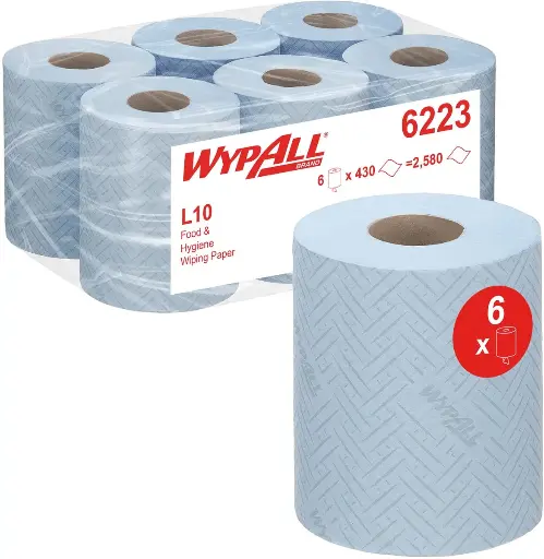 [K62230] KIMBERLY-CLARK PROFESSIONAL PAPIER DE NETTOYAGE WYPALL REACH, BLEU, PAQUET DE 6 ROLEAUX 
