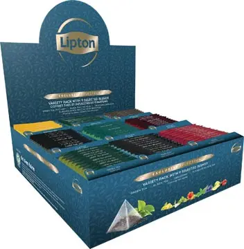 [46929] LIPTON THÉ ASSORTIMENT D'EXCLUSIVE SELECTION, 9 VARIÉTÉS, PRÉSENTOIR DE 108 SACHETS 