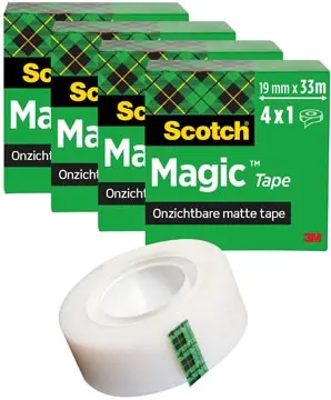 [810R4] SCOTCH MAGIC TAPE RUBAN ADHÉSIF FT 19 MM X 33 M, PAQUET DE 4 ROULEAUX 